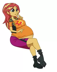 Size: 1024x1280 | Tagged: safe, artist:riddleaellinea, derpibooru import, sunset shimmer, equestria girls, belly, belly button, big belly, big breasts, breasts, busty sunset shimmer, image, jpeg, outie belly button, preggo shimmer, pregnant, pregnant equestria girls, sunset preggers