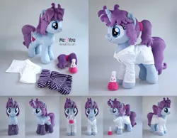 Size: 2000x1548 | Tagged: safe, artist:meplushyou, derpibooru import, oc, oc:blithe, pony, unicorn, clothes, female, flask, image, irl, jpeg, lab coat, mare, photo, plushie, socks, solo, striped socks