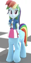 Size: 1000x2000 | Tagged: safe, artist:creatorofpony, derpibooru import, rainbow dash, centaur, taur, equestria girls, 3d, bracelet, clothes, image, jacket, jewelry, jpeg, pegataur, ponytaur, shirt, skirt, t-shirt