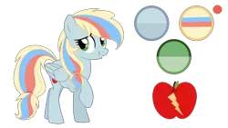 Size: 5228x2940 | Tagged: safe, artist:stellamoonshine, derpibooru import, oc, oc:lightning apple, pegasus, pony, female, image, magical lesbian spawn, mare, offspring, parent:applejack, parent:rainbow dash, parents:appledash, png, simple background, solo, transparent background