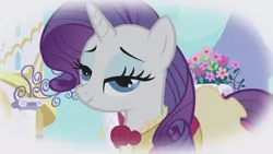 Size: 1920x1080 | Tagged: safe, derpibooru import, screencap, rarity, pony, unicorn, the ticket master, bedroom eyes, clothes, dress, female, frilly dress, image, imagine spot, lidded eyes, mare, png, solo