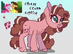 Size: 2235x1668 | Tagged: safe, artist:caramelbolt24, derpibooru import, screencap, cheese sandwich, pinkie pie, oc, earth pony, pony, pinkie pride, abstract background, clothes, ear fluff, earth pony oc, female, image, jpeg, looking up, male, mare, offspring, open mouth, parent:cheese sandwich, parent:pinkie pie, parents:cheesepie, screencap reference, signature, smiling, smilingmare, stallion, unshorn fetlocks