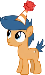 Size: 3000x4930 | Tagged: safe, artist:cloudyglow, derpibooru import, first base, earth pony, pony, yakity-sax, .ai available, absurd resolution, colt, hat, image, male, party hat, png, simple background, smiling, solo, transparent background, vector