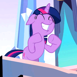 Size: 540x540 | Tagged: safe, derpibooru import, screencap, twilight sparkle, pony, unicorn, the crystal empire, adorkable, animated, bipedal, clapping, cropped, cute, dork, female, floppy ears, gif, grin, happy, image, mare, smiling, solo, twiabetes, unicorn twilight