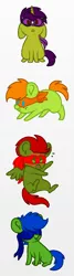 Size: 456x1701 | Tagged: safe, artist:lynnthenerdkitty, derpibooru import, ponified, earth pony, pegasus, pony, unicorn, chibi, crossover, donatello, image, leonardo, michelangelo, png, raphael, teenage mutant ninja turtles