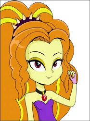 Size: 2078x2775 | Tagged: safe, artist:diilaycc, derpibooru import, adagio dazzle, equestria girls, bare shoulders, gem, headband, image, looking at you, png, simple background, siren gem, sleeveless, smiling, solo, strapless, transparent background