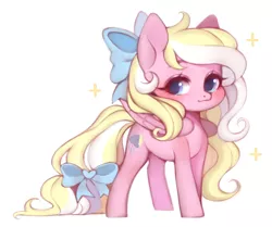 Size: 638x534 | Tagged: safe, artist:purrshen, derpibooru import, oc, oc:bay breeze, unofficial characters only, pegasus, pony, blushing, bow, chibi, cute, female, hair bow, image, mare, ocbetes, png, simple background, sparkles, tail bow, white background