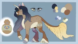 Size: 1280x727 | Tagged: safe, artist:corisodapop, derpibooru import, oc, oc:oodle o'bags, pony, unicorn, cloven hooves, image, jpeg, male, reference sheet, solo, stallion