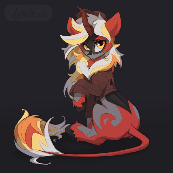 Size: 3000x3000 | Tagged: safe, artist:ignis, derpibooru import, oc, oc:ember, oc:ember (ignis), unofficial characters only, kirin, image, jpeg, solo, two-tone coat