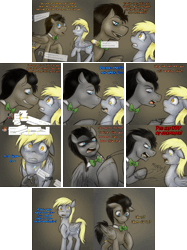 Size: 2254x3006 | Tagged: safe, artist:jitterbugjive, derpibooru import, derpy hooves, doctor whooves, time turner, pegasus, pony, ask discorded whooves, ask, bags under eyes, bowtie, comic, crying, dialogue, discord whooves, discorded, doctor whooves is not amused, duo, fear, female, gif, image, implied discord, jewelry, key, male, mare, necklace, race swap, sad, stallion, tears of fear, tears of sadness, tumblr comic, unshorn fetlocks