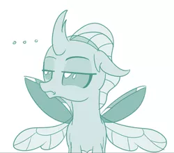 Size: 403x357 | Tagged: safe, artist:sintakhra, derpibooru import, edit, ocellus, tumblr:studentsix, annoyed, cropped, female, image, lidded eyes, ocellus is not amused, png, solo, spread wings, unamused, wings