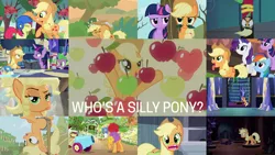 Size: 1986x1118 | Tagged: safe, derpibooru import, edit, edited screencap, editor:quoterific, screencap, apple bloom, applejack, mistress marevelous, rainbow dash, rarity, spike, twilight sparkle, twilight sparkle (alicorn), alicorn, pony, unicorn, applebuck season, bats!, castle mane-ia, every little thing she does, mmmystery on the friendship express, secret of my excess, simple ways, somepony to watch over me, sounds of silence, the last roundup, yakity-sax, applejewel, castle of the royal pony sisters, derp, helmet, image, library, party cannon, png, power ponies, silly, silly pony, twilight's castle, twilight's castle library, unicorn twilight, who's a silly pony