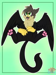 Size: 3000x3994 | Tagged: safe, artist:sleepysuika, derpibooru import, oc, oc:sasha steelclaw, gryphon, cute, image, paw pads, paws, png, smiling, solo, toe beans, underpaw