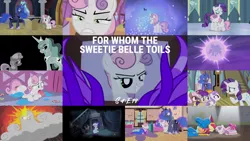 Size: 1986x1117 | Tagged: safe, derpibooru import, edit, edited screencap, editor:quoterific, screencap, apple bloom, banana peel (character), brown sugar, burnout (character), mint flower, plum star, princess luna, rarity, scootaloo, sweetie belle, titania, for whom the sweetie belle toils, cutie mark crusaders, image, inverted colors, png, raricloud