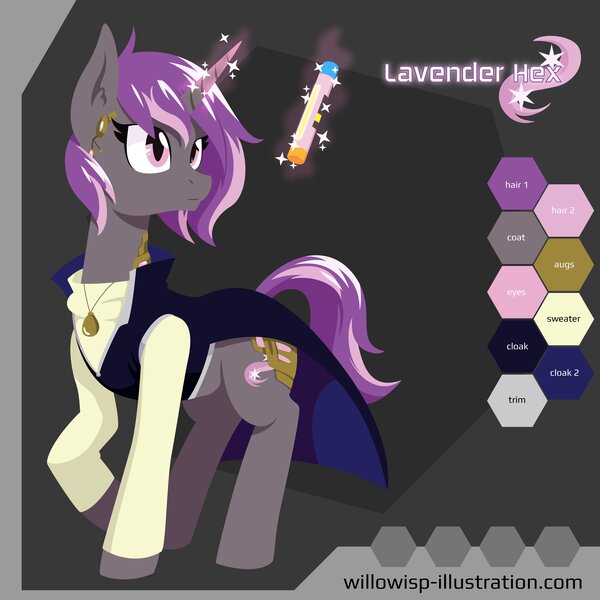 Size: 4000x4000 | Tagged: safe, artist:willoillo, derpibooru import, oc, oc:lavender hex, pony, unicorn, horn, image, jpeg, palette, reference sheet, sierra nevada, solo, unicorn oc