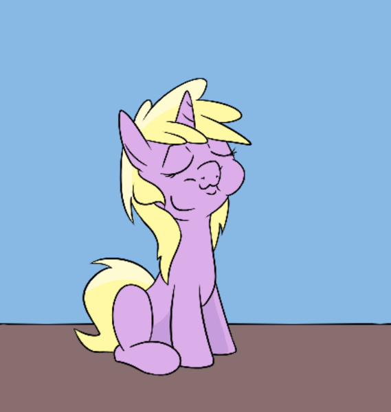 Size: 607x640 | Tagged: safe, artist:happy harvey, derpibooru import, dinky hooves, pony, unicorn, :3, animated, compressed, drawn on phone, eating, eyes closed, female, filly, full mouth, gif, image, implied vore, sitting, table