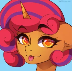 Size: 893x889 | Tagged: safe, artist:tatar.sauce, derpibooru import, oc, oc:burnside fervor, unofficial characters only, pony, unicorn, image, looking at you, png, raspberry, smiling, tongue out