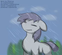 Size: 2247x1998 | Tagged: safe, artist:phlerius, derpibooru import, oc, unofficial characters only, pony, digital art, forest, forest background, gray, humidity, image, jpeg, rain, solo, tree