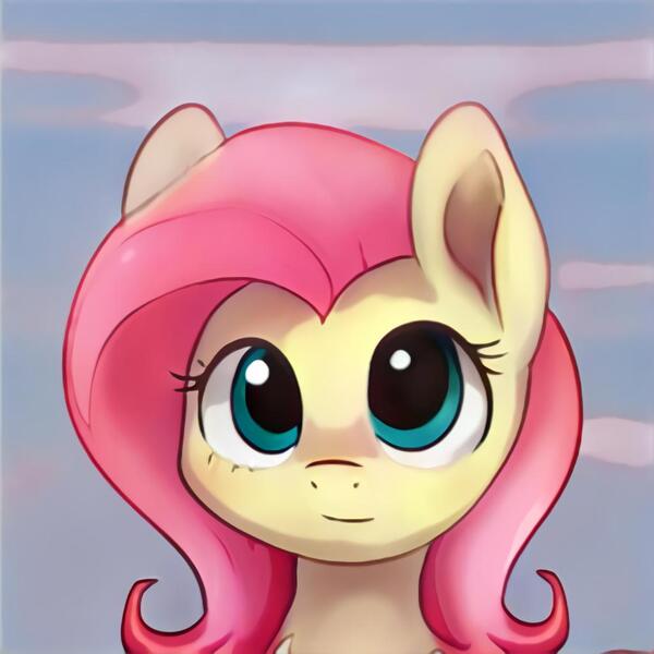 Size: 1024x1024 | Tagged: safe, artist:thisponydoesnotexist, derpibooru import, machine learning generated, accidentally a canon character, artificial intelligence, cloud, image, jpeg, looking at you, neural network, not fluttershy, sky