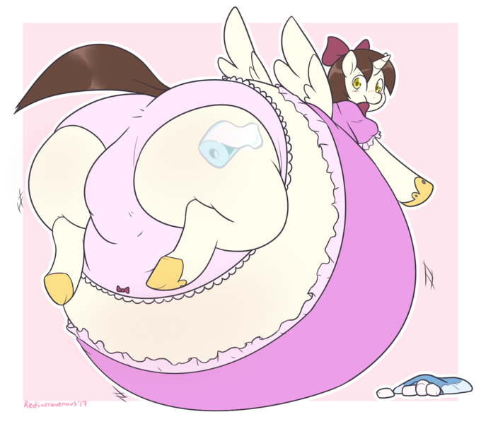 Size: 1469x1296 | Tagged: questionable, artist:redintravenous, derpibooru import, oc, oc:mitchy, unofficial characters only, alicorn, pony, alicorn oc, belly, belly bed, bhm, big belly, blushing, bow, clothes, crossdressing, crotch bulge, dress, embarrassed, embarrassed underwear exposure, fat, femboy, food, frilly underwear, hair bow, horn, huge belly, image, immobile, impossibly large belly, inflation, male, marshmallow, morbidly obese, obese, panties, pink panties, pink underwear, png, princess, ribbon, skirt, underwear, upskirt, wings