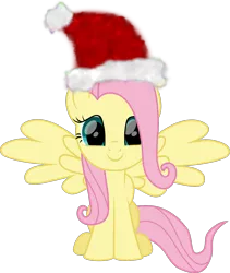 Size: 1350x1596 | Tagged: safe, artist:lincolnbrewsterfan, derpibooru import, part of a set, fluttershy, pegasus, christmas, cute, derpibooru exclusive, happy, hat, holiday, image, inkscape, lincolnbrewsterfan is trying to murder us, lincolnbrewsterfan's christmas ponies, looking at you, png, santa hat, shyabetes, simple background, sitting, smiling at you, solo, spread wings, .svg available, transparent background, vector, weapons-grade cute, wings, winter