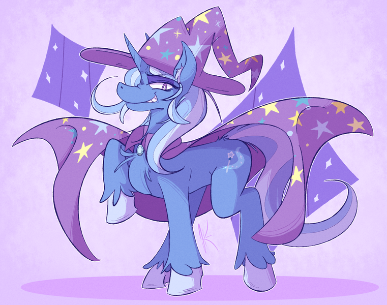 Size: 1734x1368 | Tagged: safe, artist:voreburger, derpibooru import, trixie, pony, unicorn, female, image, png, smiling, solo