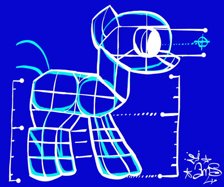 Size: 850x708 | Tagged: safe, artist:amgiwolf, derpibooru import, oc, unofficial characters only, earth pony, pony, robot, robot pony, blue background, blueprint, earth pony oc, image, png, signature, simple background, solo