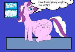 Size: 747x520 | Tagged: safe, artist:coltfan97, derpibooru import, diamond tiara, 1000 hours in ms paint, butt, chubby, chubby diamond, expression, huge butt, image, large butt, png, thinking, winterweight