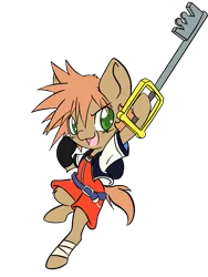 Size: 1536x2048 | Tagged: safe, artist:steelsoul, derpibooru import, oc, oc:himmel, unofficial characters only, earth pony, pony, clothes, colt, costume, crossover, earth pony oc, halloween, halloween costume, holiday, image, keyblade, kingdom hearts, male, png, simple background, solo, sora, transparent background