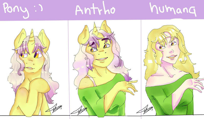 Size: 1417x827 | Tagged: safe, artist:beyond_inside, derpibooru import, oc, oc:snow t. chaos, unofficial characters only, anthro, human, pony, unicorn, anthro with ponies, bust, clothes, female, horn, humanized, image, jpeg, mare, signature, smiling, unicorn oc