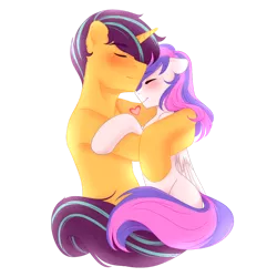 Size: 1024x1024 | Tagged: safe, artist:bylullabysoft, derpibooru import, oc, unofficial characters only, pegasus, pony, unicorn, blushing, digital art, duo, eyes closed, female, floppy ears, horn, hug, image, male, mare, oc x oc, png, shipping, simple background, stallion, transparent background, wings