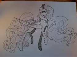 Size: 4032x3024 | Tagged: safe, artist:minelvi, derpibooru import, oc, unofficial characters only, pegasus, pony, female, image, jpeg, lineart, mare, pegasus oc, raised hoof, solo, traditional art, wings