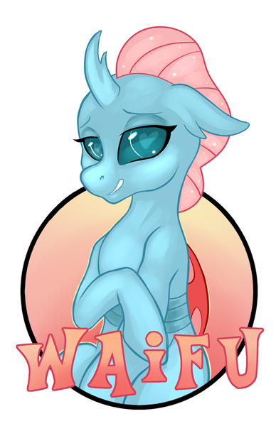 Size: 1237x1912 | Tagged: safe, artist:hobbes-maxwell, derpibooru import, ocellus, changedling, changeling, badge, female, heart eyes, image, jpeg, simple background, smiling, solo, waifu, waifu badge, white background, wingding eyes