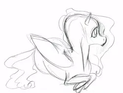 Size: 498x379 | Tagged: safe, artist:korppipoika, derpibooru import, fluttershy, pegasus, pony, female, image, jpeg, lineart, lying down, mare, monochrome, prone, sketch, solo