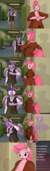 Size: 1920x6480 | Tagged: source needed, suggestive, artist:papadragon69, derpibooru import, pinkie pie, twilight sparkle, anthro, 3d, bathrobe, breasts, busty pinkie pie, clothes, comic, delayed reaction, flashing, garfield, image, png, reacting to nudity, reference, robe, sfm pony, source filmmaker