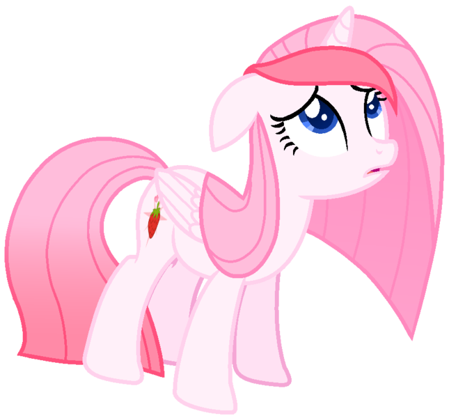 Size: 887x825 | Tagged: safe, artist:muhammad yunus, derpibooru import, oc, oc:strawberries, unofficial characters only, alicorn, pony, alicorn oc, female, floppy ears, horn, image, mare, not pinkamena, open mouth, pink body, pink hair, png, simple background, solo, transparent background, vector, wings