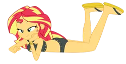 Size: 1600x821 | Tagged: safe, artist:lifes-remedy, derpibooru import, sunset shimmer, equestria girls, beach shorts swimsuit, clothes, image, png, simple background, sleeveless, solo, summer sunset, sunset shimmer's beach shorts swimsuit, swimsuit, transparent background