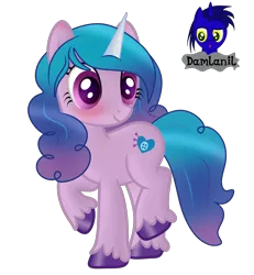 Size: 3840x4154 | Tagged: safe, artist:damlanil, derpibooru import, izzy moonbow, pony, unicorn, blushing, cute, female, g5, horn, image, leg fluff, mare, png, shiny, shiny mane, show accurate, simple background, solo, transparent background, vector