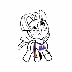 Size: 1506x1506 | Tagged: safe, artist:kylesmeallie, derpibooru import, babs seed, earth pony, pony, clothes, image, jpeg, new york mets, shirt, smiling