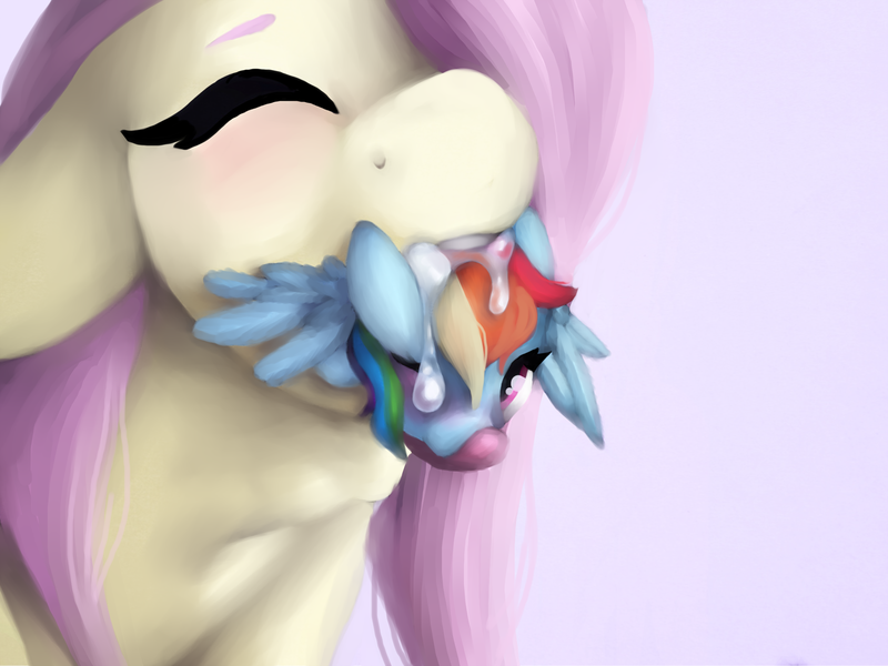 Size: 2828x2121 | Tagged: questionable, artist:smallhorses, derpibooru import, fluttershy, rainbow dash, blushing, endosoma, eyes closed, female, flutterdash, flutterpred, gentle pred, image, lesbian, non-fatal vore, png, prehensile tongue, preydash, saliva puddle, salivating, shipping, slimy, swallowing, taste buds, throat bulge, tongue out, vore