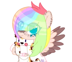 Size: 2900x2500 | Tagged: safe, artist:pasteldraws, derpibooru import, oc, cat, pegasus, pony, base used, clothes, cute, freckles, hoodie, image, multicolored hair, png, rainbow hair, redesign, simple background, solo, transparent background