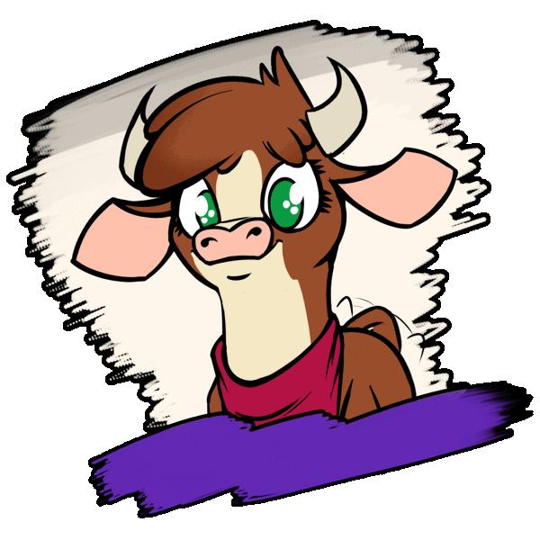 Size: 1044x1044 | Tagged: safe, artist:ebvert, derpibooru import, arizona cow, cow, them's fightin' herds, animated, arizonadorable, community related, cute, female, gif, horns, image, simple background, solo, transparent background