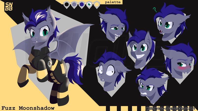 Size: 1920x1080 | Tagged: safe, artist:willoillo, derpibooru import, oc, oc:fuzz moonshadow, bat pony, pony, bat pony oc, bat wings, emotes, image, jpeg, reference sheet, sierra nevada, wings