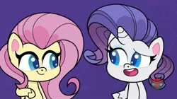 Size: 1671x935 | Tagged: safe, derpibooru import, screencap, fluttershy, rarity, pony, my little pony: pony life, image, jpeg, sportacular spectacular musical musak-ular