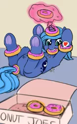 Size: 479x770 | Tagged: safe, artist:firenhooves, derpibooru import, princess luna, pony, cute, donut, eating, featureless crotch, female, filly, food, frog (hoof), hooves, image, lunabetes, lying down, magic, on back, palindrome get, png, silly, silly pony, underhoof, woona, younger