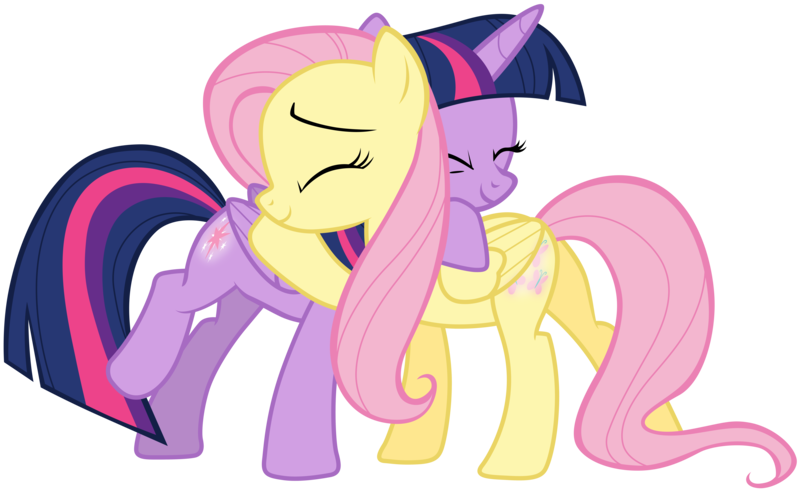 Size: 11400x7000 | Tagged: safe, artist:tardifice, derpibooru import, fluttershy, twilight sparkle, twilight sparkle (alicorn), alicorn, pegasus, pony, the hooffields and mccolts, duo, female, hug, image, mare, png, simple background, transparent background, vector