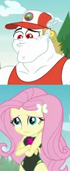 Size: 2705x6652 | Tagged: safe, derpibooru import, edit, edited edit, edited screencap, screencap, bulk biceps, fluttershy, equestria girls, equestria girls series, forgotten friendship, legend of everfree, cap, clothes, comparison, female, flutterbulk, fluttershy's one-piece swimsuit, hat, image, male, one-piece swimsuit, png, shipping, shipping domino, straight, swimsuit, swimsuit edit