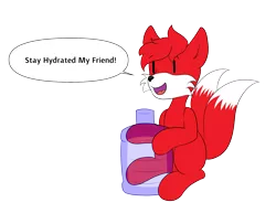 Size: 1913x1476 | Tagged: safe, artist:itwasscatters, derpibooru import, oc, oc:two-tailed derpy, unofficial characters only, fox, hybrid, dialogue, image, male, png, simple background, sitting, solo, tail, text, transparent background, two tails, water