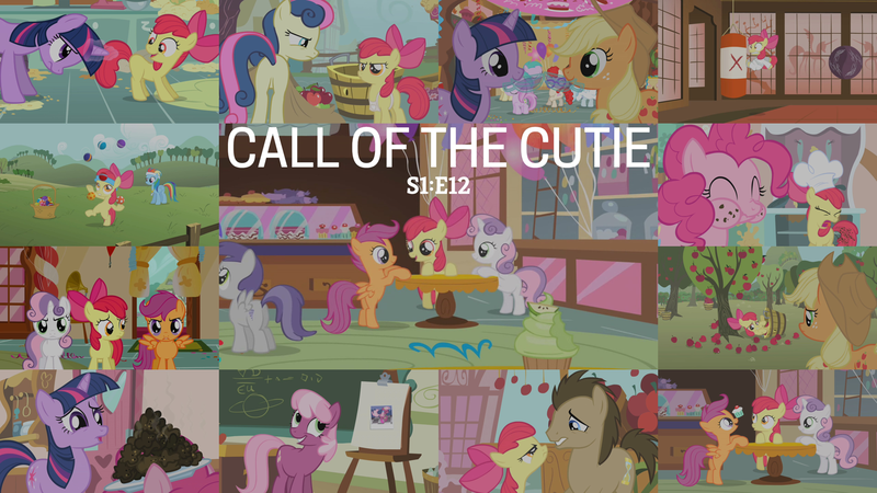 Size: 1974x1111 | Tagged: safe, derpibooru import, edit, edited screencap, editor:quoterific, screencap, apple bloom, applejack, aura (character), bon bon, cheerilee, cotton cloudy, doctor whooves, noi, piña colada, pinkie pie, rainbow dash, scootaloo, sweetie belle, sweetie drops, time turner, tornado bolt, twilight sparkle, twist, call of the cutie, 80s, 80s cheerilee, apple, apple tree, cutie mark crusaders, food, i didn't put those in my bag, image, png, tree