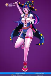 Size: 2480x3665 | Tagged: safe, artist:lecel, derpibooru import, twilight sparkle, equestria girls, breasts, clothes, costume, halloween, halloween costume, holiday, image, png, socks, solo, star swirl the bearded costume, stockings, thigh highs